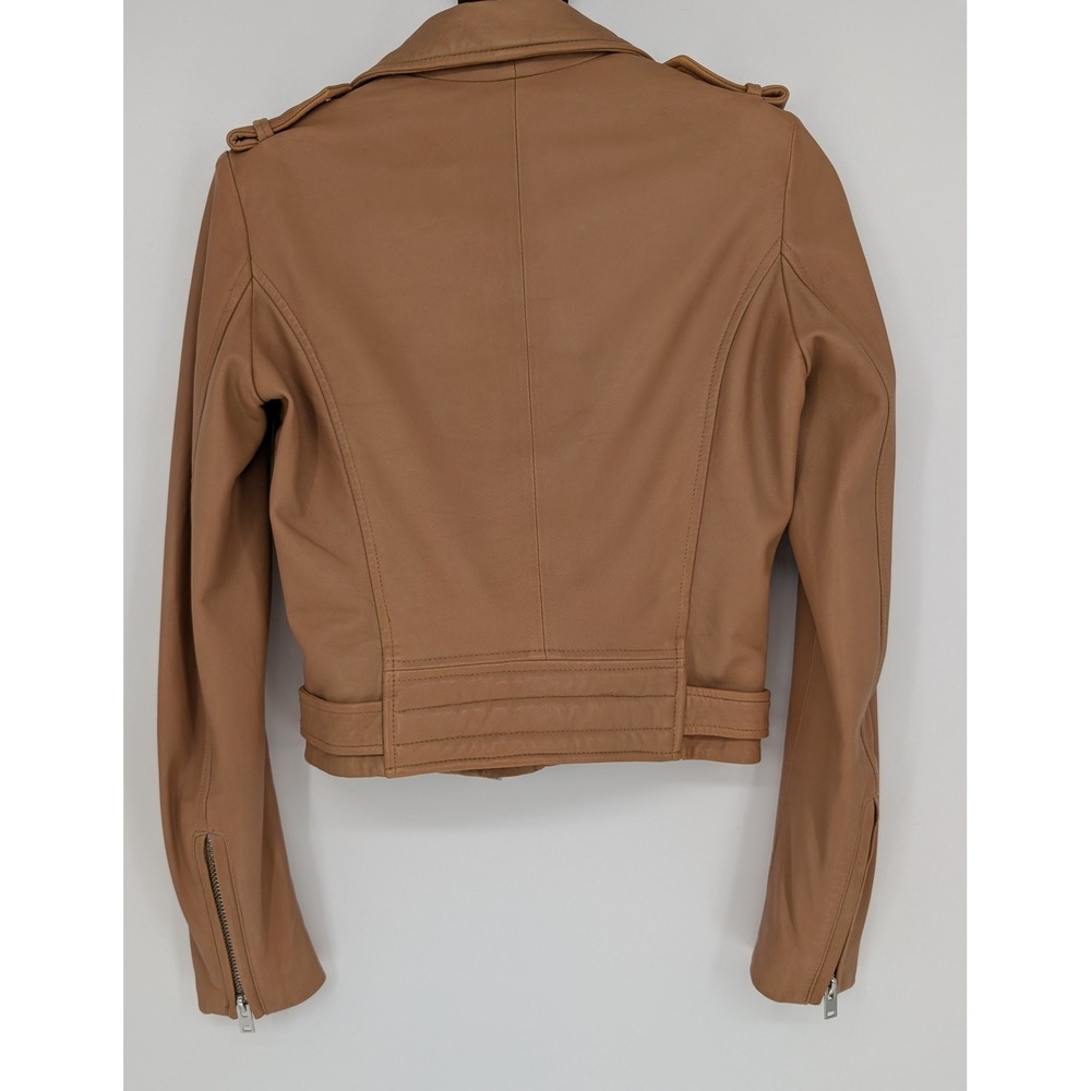 IRO Luigaspe Moto Jacket Women 36 Tan Lamb Leather Asymmetrical Zip Biker Chic - Picture 10 of 16
